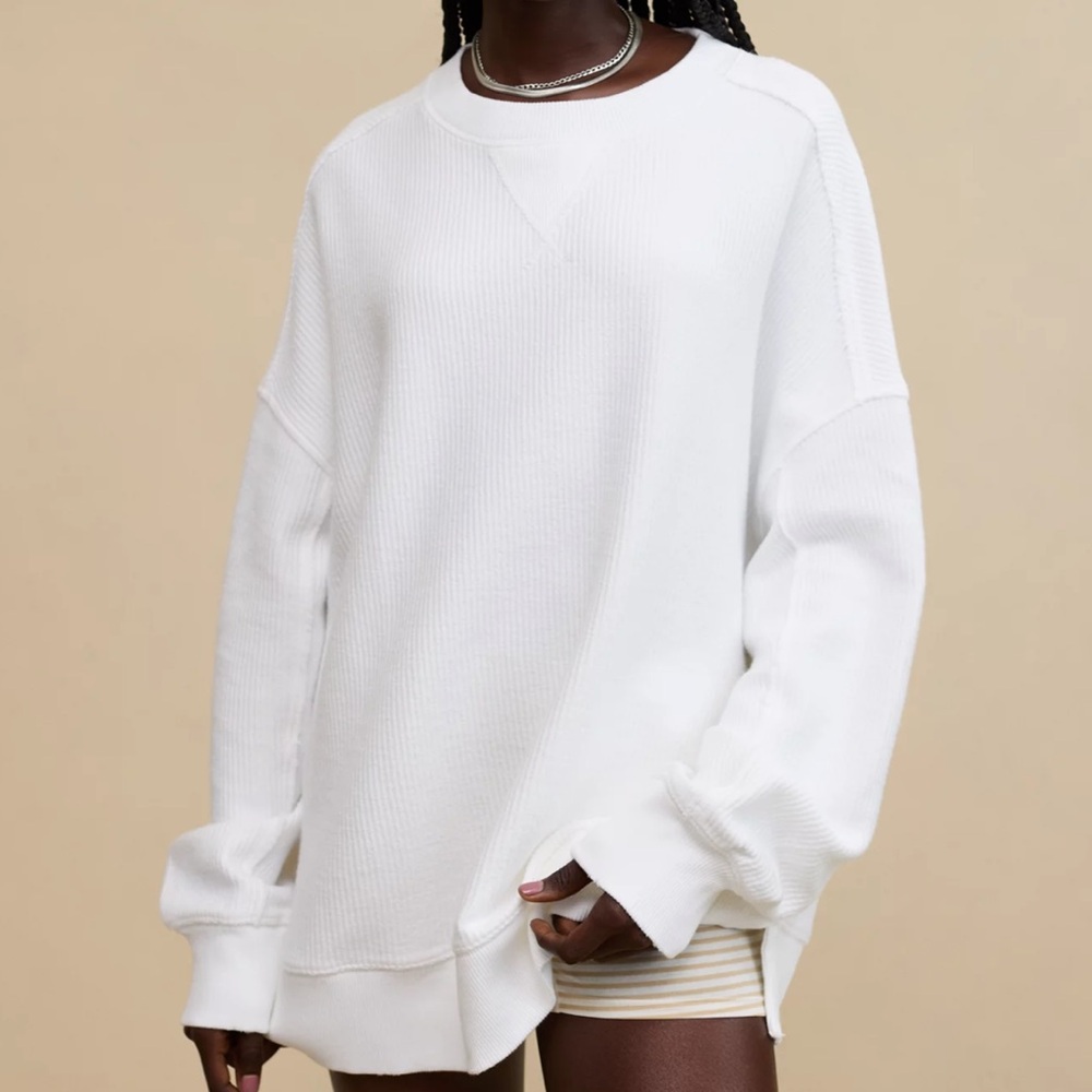 Aerie Big Chill Textured Crew Sweatshirt